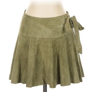 Joie Asymmetrical Khaki Skirt with Tie Detail